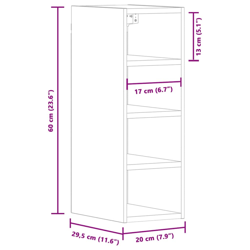 Hängeschrank Weiß 20x29,5x60 cm Holzwerkstoff