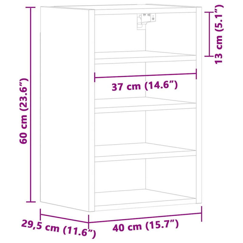 Hängeschrank Räuchereiche 40x29,5x60 cm Holzwerkstoff