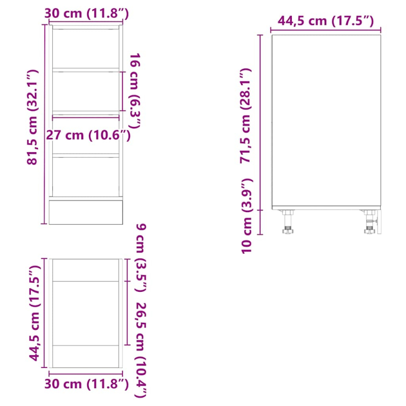 Unterschrank Betongrau 30x44,5x81,5 cm Holzwerkstoff