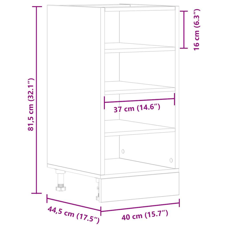 Unterschrank Riga Betongrau 40x44,5x81,5 cm Holzwerkstoff