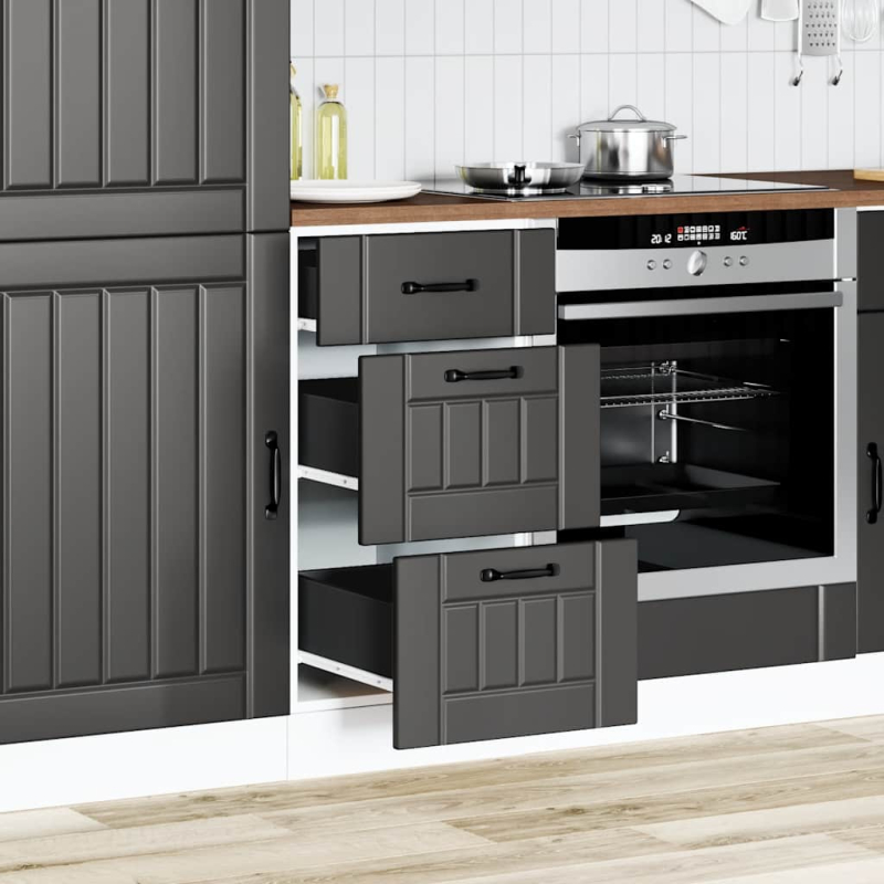 Küchen-Unterschrank Lucca Schwarz Holzwerkstoff