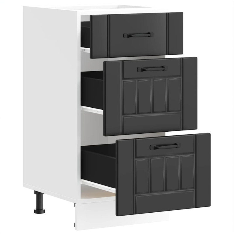 Küchen-Unterschrank Lucca Schwarz Holzwerkstoff