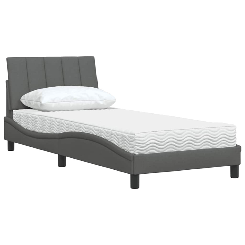 Bett mit Matratze Dunkelgrau 80x200 cm Stoff
