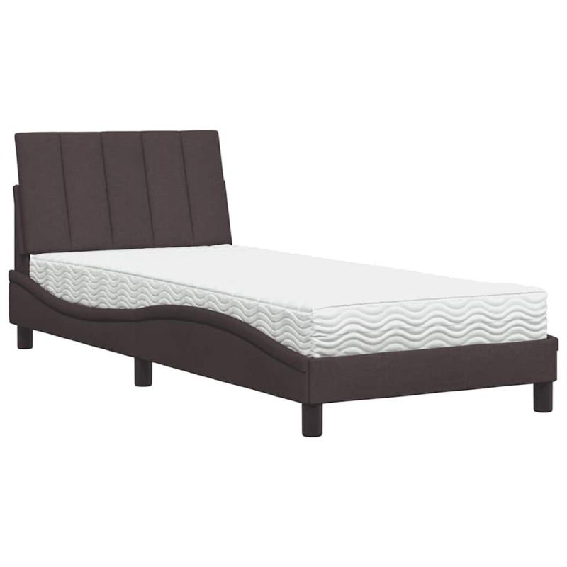 Bett mit Matratze Dunkelbraun 80x200 cm Stoff