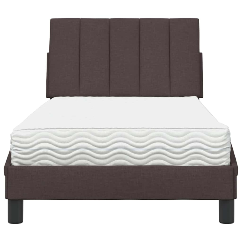 Bett mit Matratze Dunkelbraun 80x200 cm Stoff
