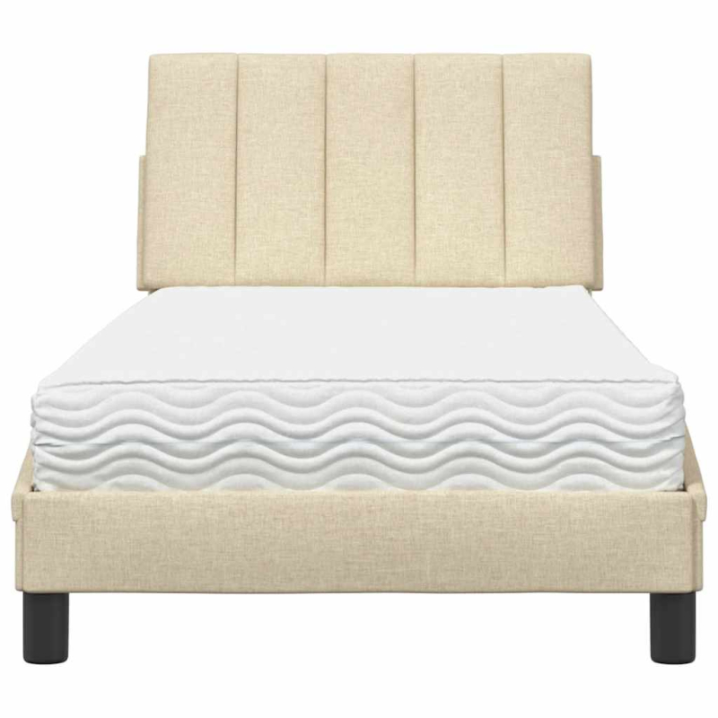 Bett mit Matratze Creme 80x200 cm Stoff