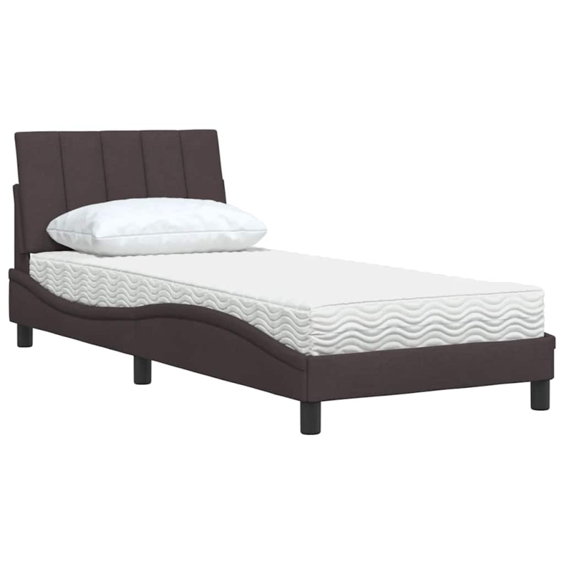 Bett mit Matratze Dunkelbraun 90x190 cm Stoff