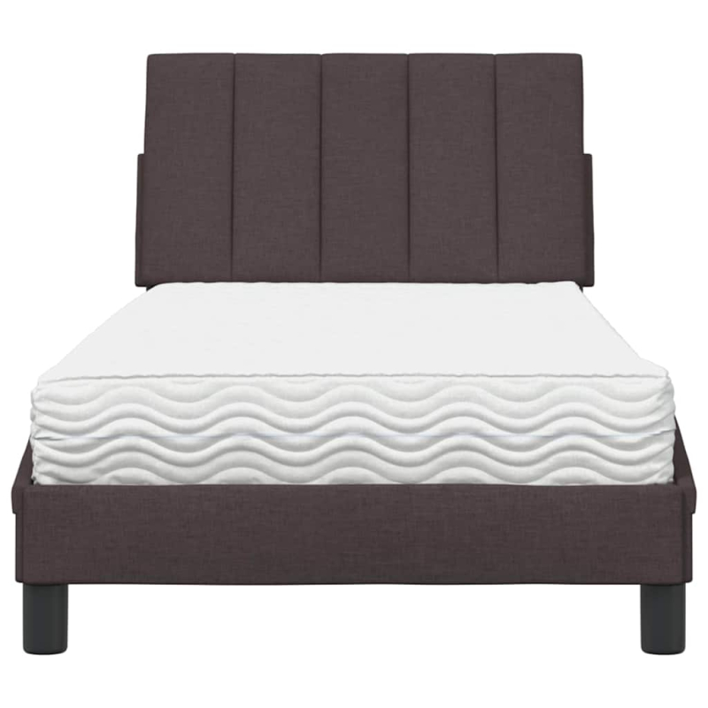 Bett mit Matratze Dunkelbraun 90x190 cm Stoff