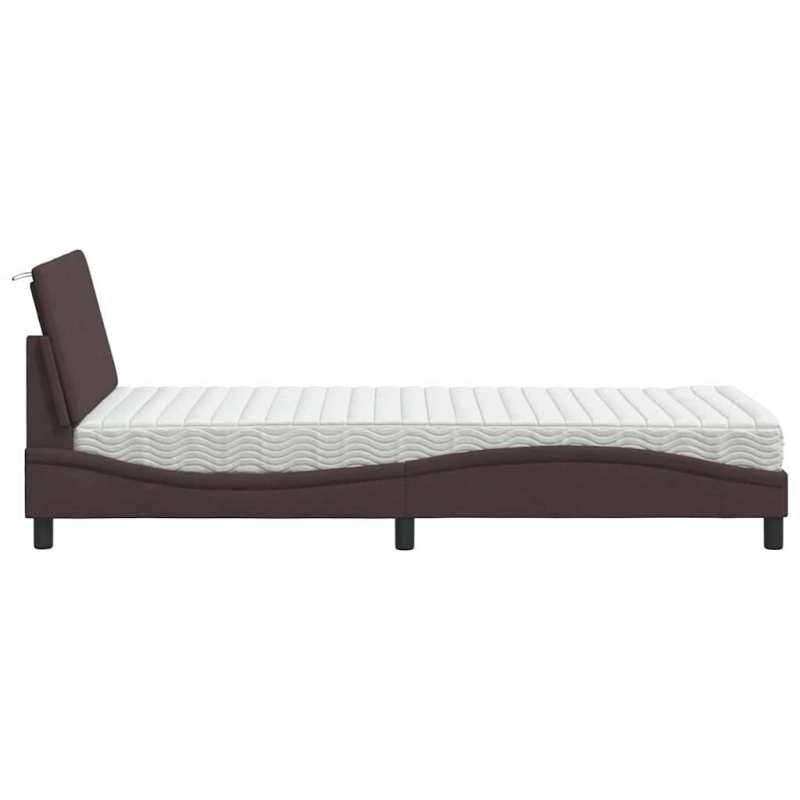 Bett mit Matratze Dunkelbraun 90x190 cm Stoff