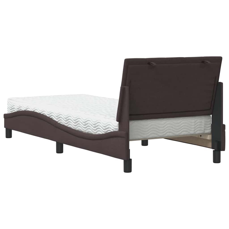 Bett mit Matratze Dunkelbraun 90x190 cm Stoff