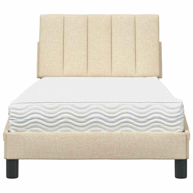 Bett mit Matratze Creme 90x190 cm Stoff