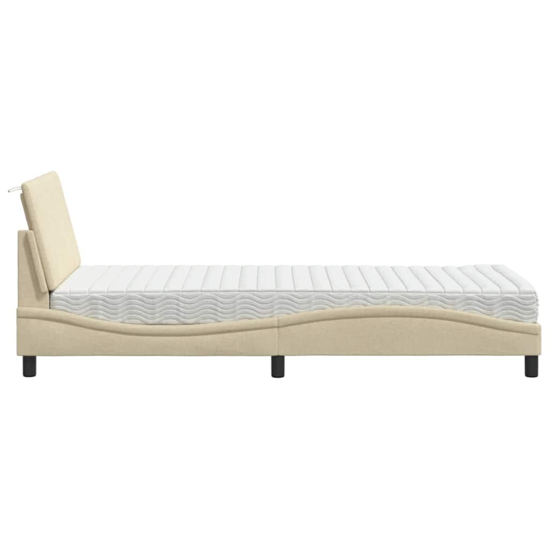 Bett mit Matratze Creme 90x190 cm Stoff