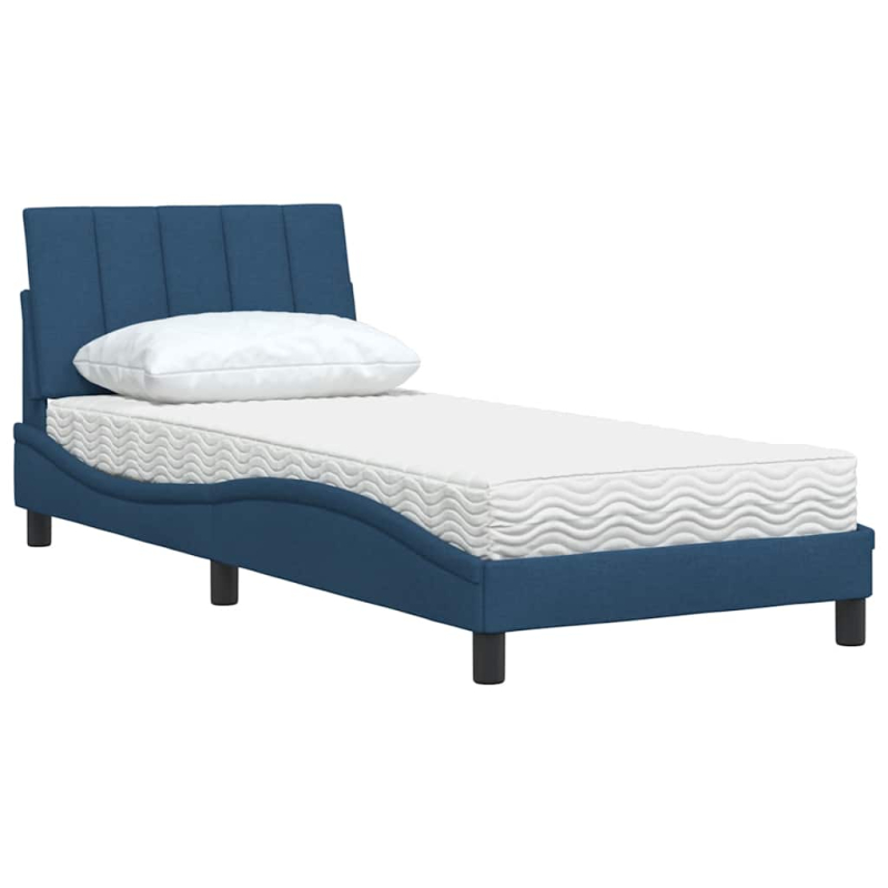 Bett mit Matratze Blau 90x190 cm Stoff