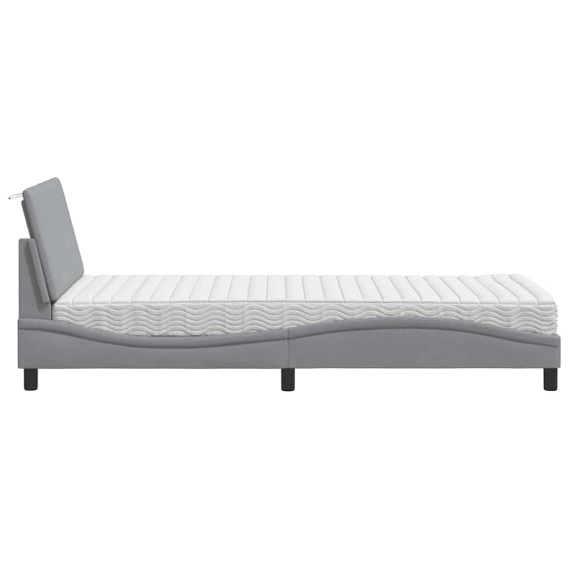 Bett mit Matratze Hellgrau 90x200 cm Stoff