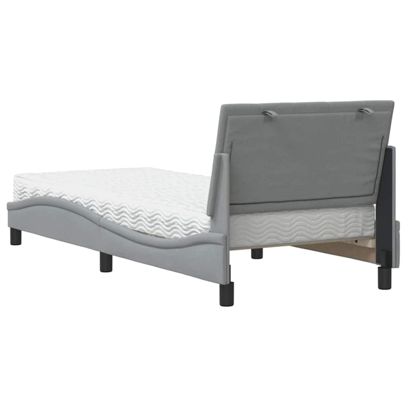 Bett mit Matratze Hellgrau 90x200 cm Stoff