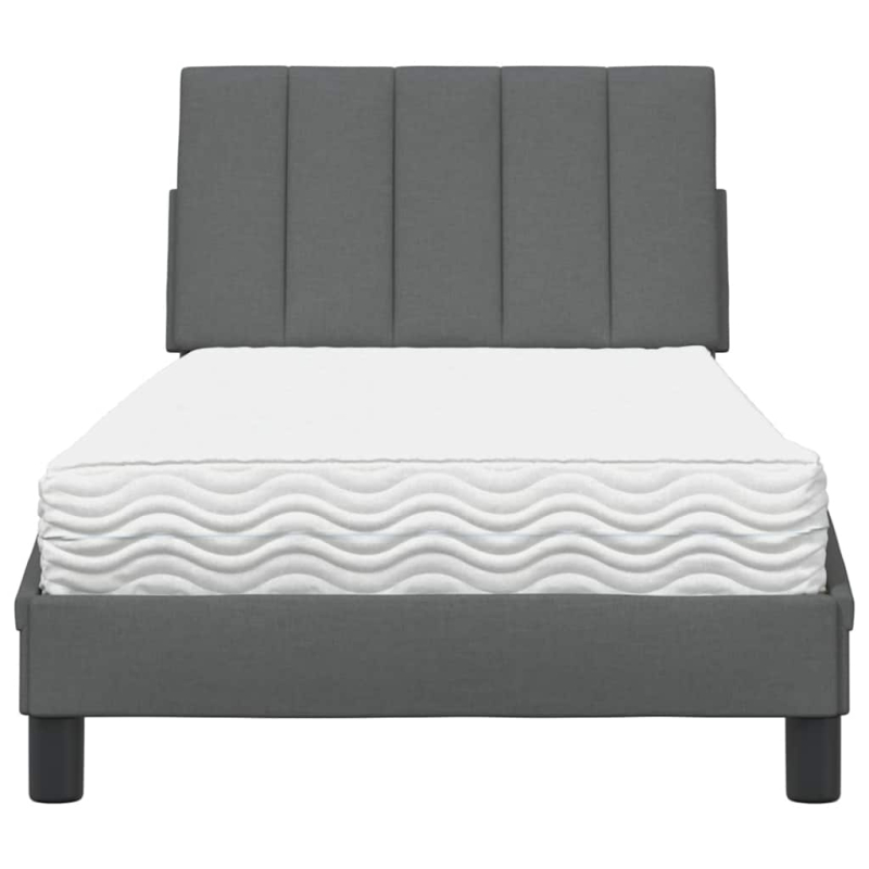 Bett mit Matratze Dunkelgrau 90x200 cm Stoff