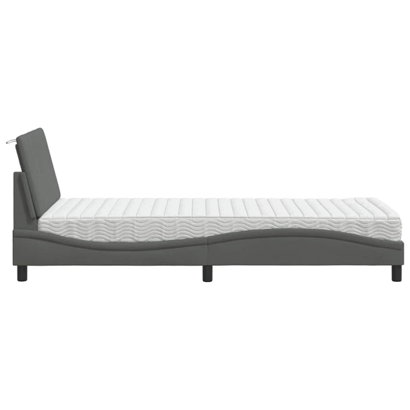 Bett mit Matratze Dunkelgrau 90x200 cm Stoff