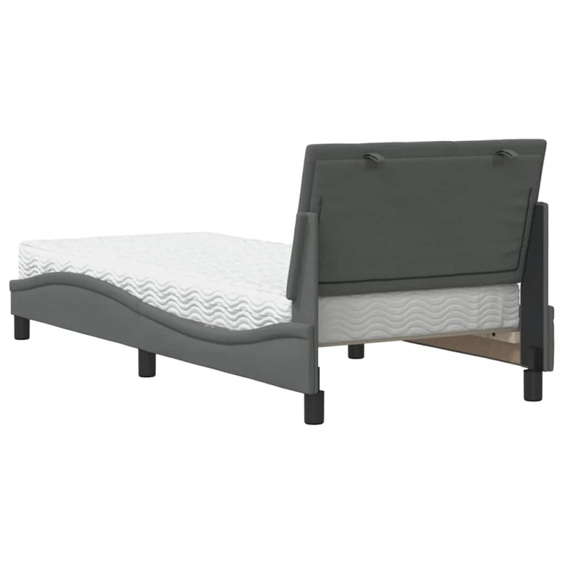Bett mit Matratze Dunkelgrau 90x200 cm Stoff
