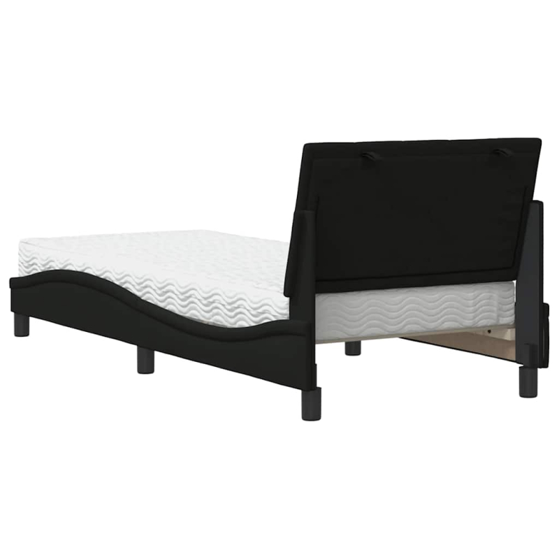 Bett mit Matratze Schwarz 90x200 cm Stoff