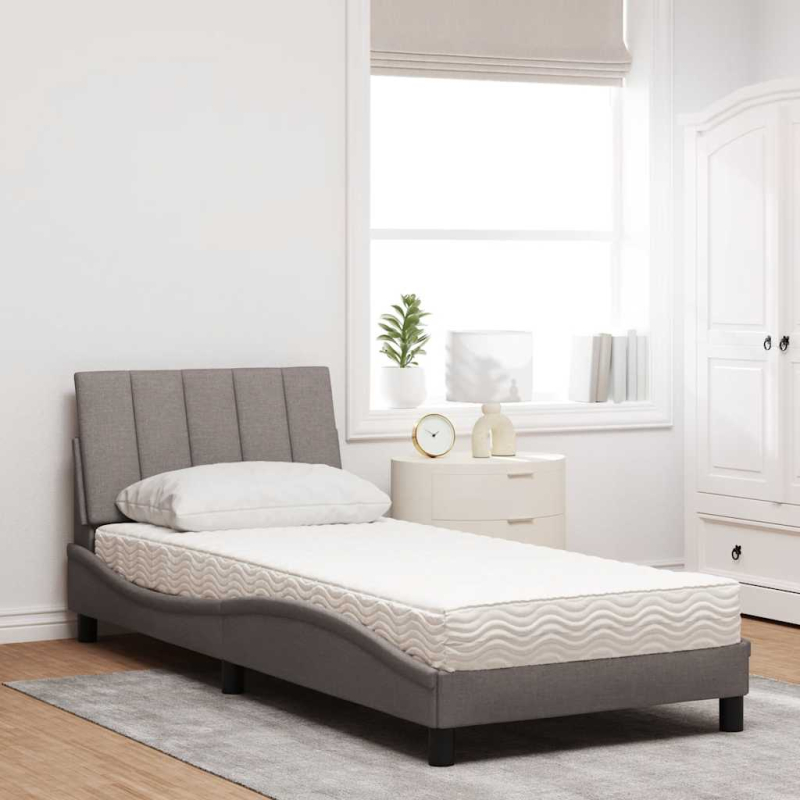 Bett mit Matratze Taupe 90x200 cm Stoff