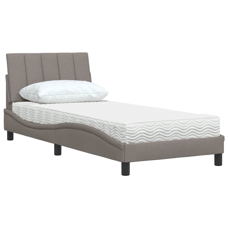 Bett mit Matratze Taupe 90x200 cm Stoff