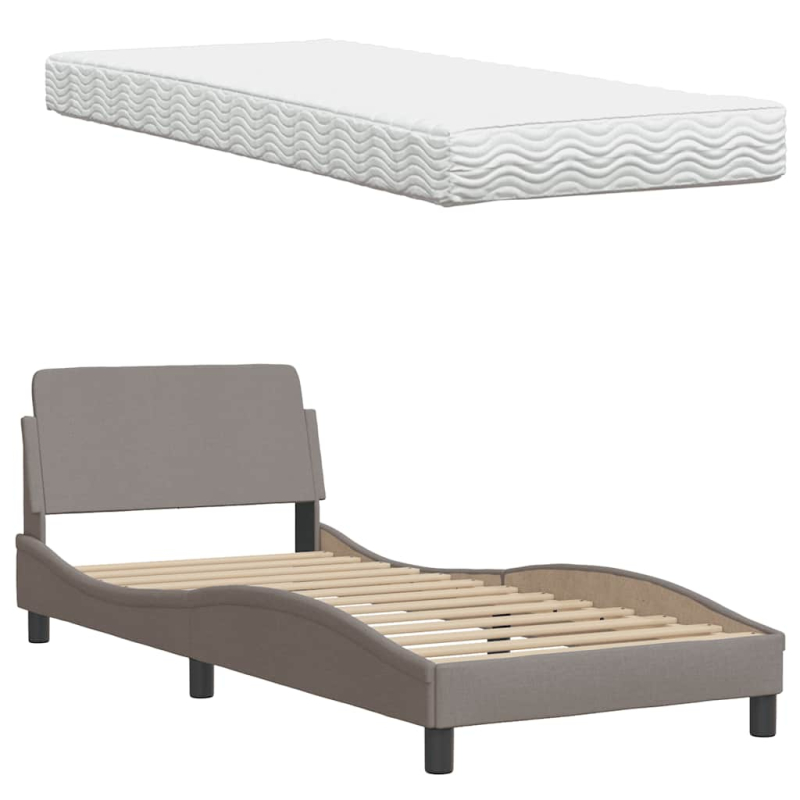 Bett mit Matratze Taupe 90x200 cm Stoff