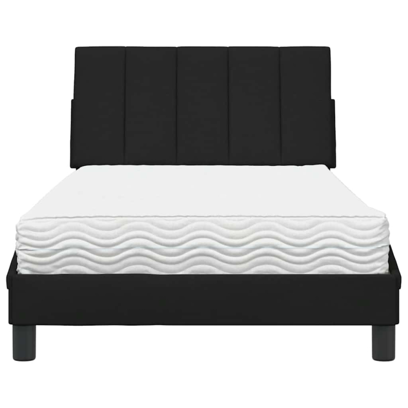Bett mit Matratze Schwarz 100x200 cm Stoff