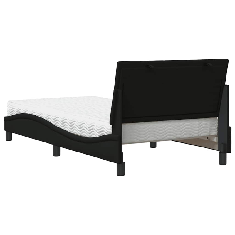 Bett mit Matratze Schwarz 100x200 cm Stoff
