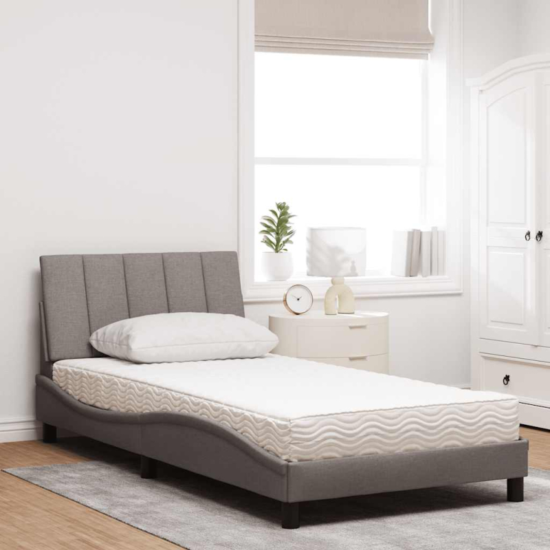 Bett mit Matratze Taupe 100x200 cm Stoff