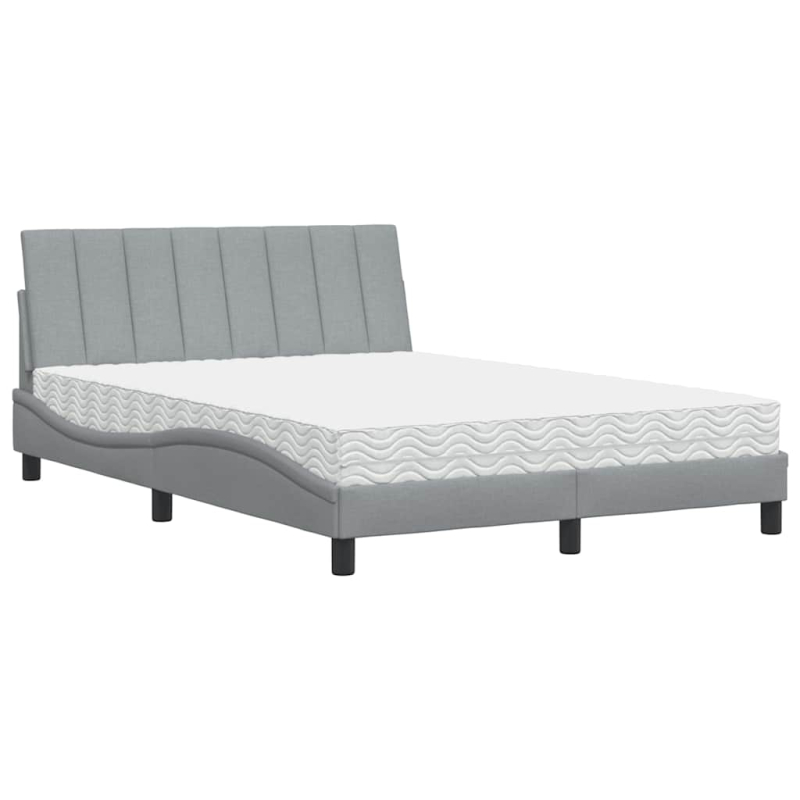 Bett mit Matratze Hellgrau 120x200 cm Stoff