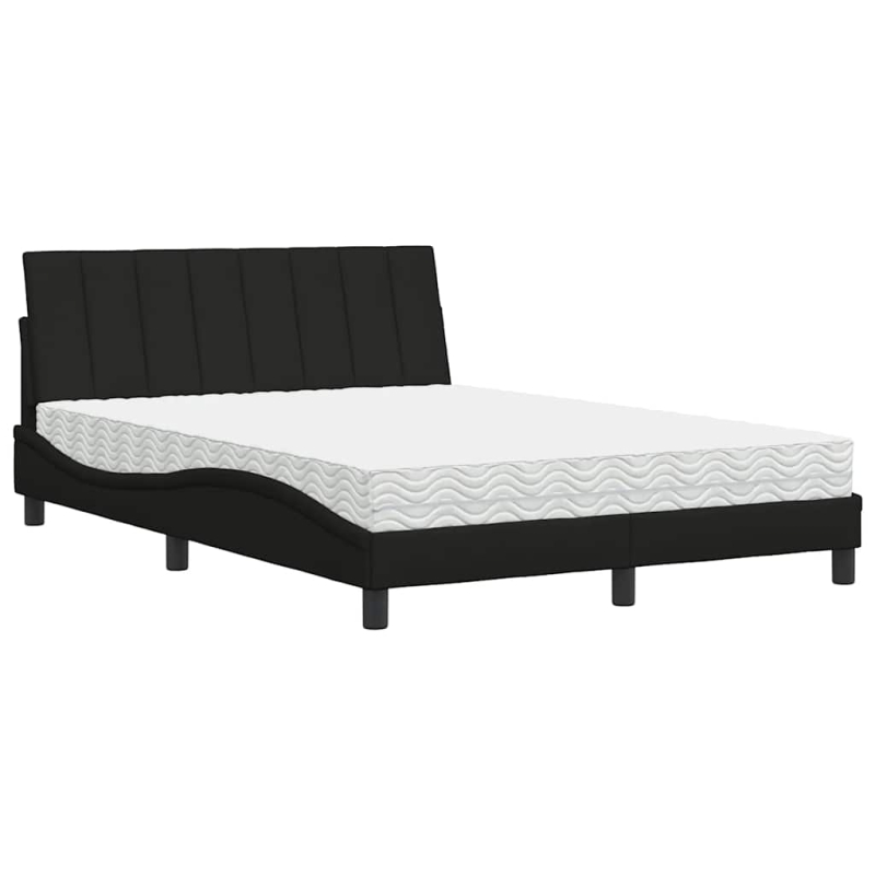 Bett mit Matratze Schwarz 120x200 cm Stoff