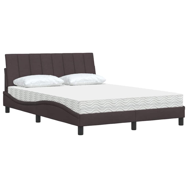 Bett mit Matratze Dunkelbraun 120x200 cm Stoff