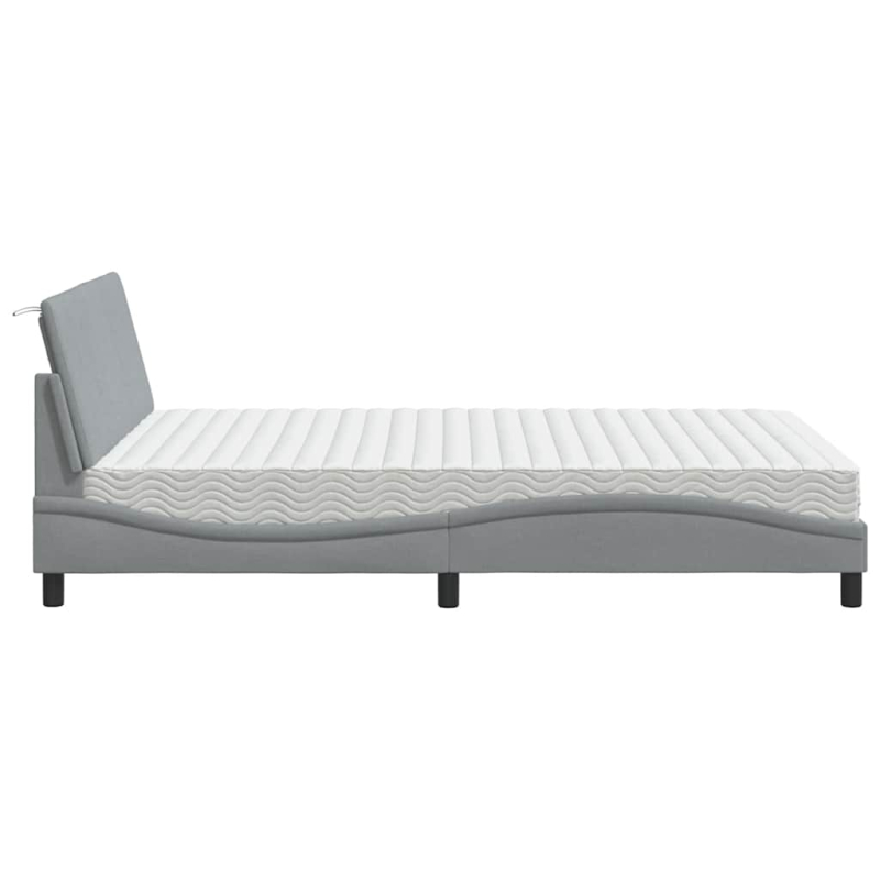 Bett mit Matratze Hellgrau 140x190 cm Stoff