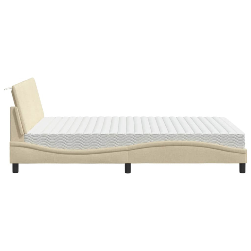Bett mit Matratze Creme 140x190 cm Stoff