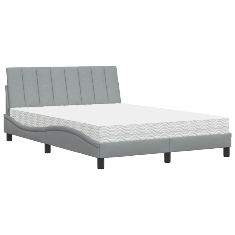 Bett mit Matratze Hellgrau 140x200 cm Stoff