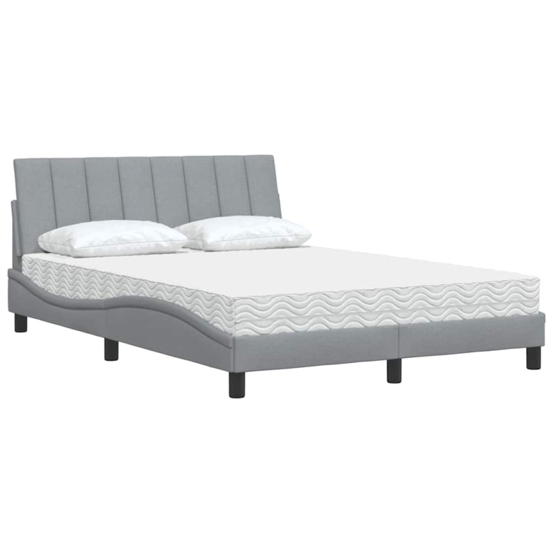 Bett mit Matratze Hellgrau 140x200 cm Stoff