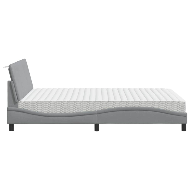 Bett mit Matratze Hellgrau 140x200 cm Stoff