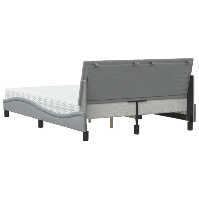 Bett mit Matratze Hellgrau 140x200 cm Stoff