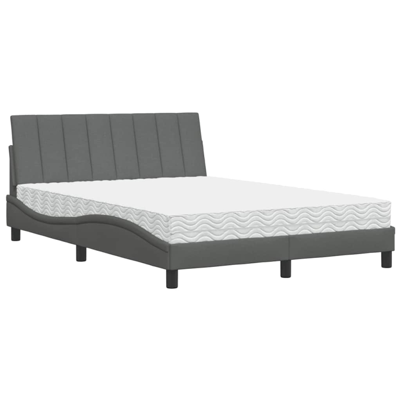 Bett mit Matratze Dunkelgrau 140x200 cm Stoff