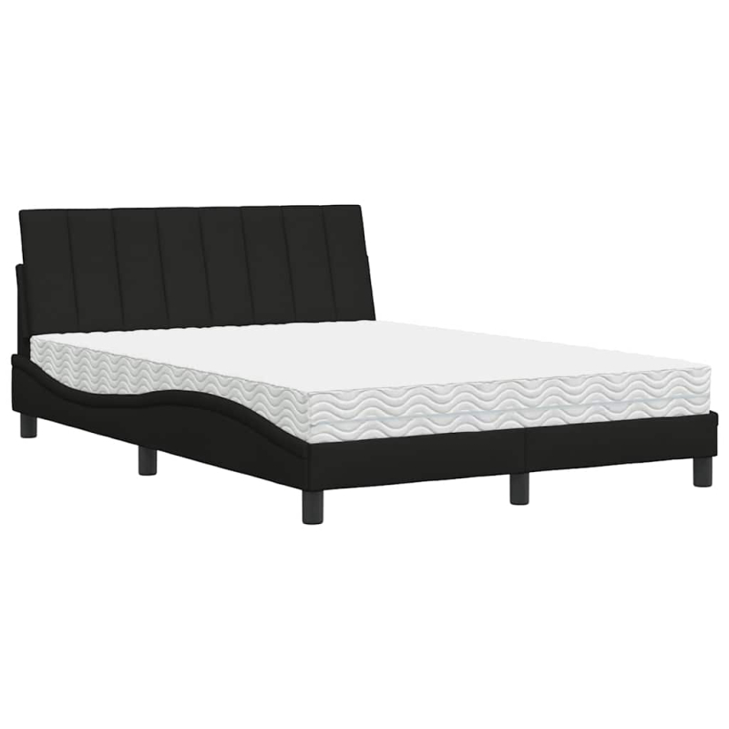 Bett mit Matratze Schwarz 140x200 cm Stoff