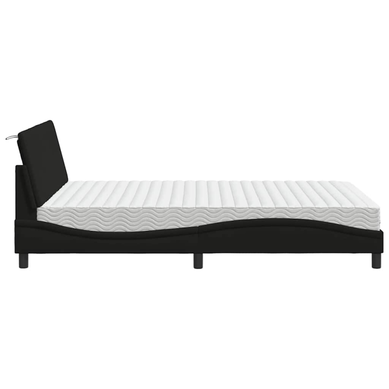 Bett mit Matratze Schwarz 140x200 cm Stoff