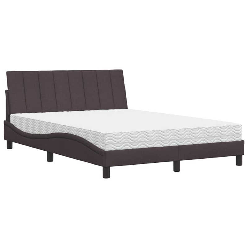 Bett mit Matratze Dunkelbraun 140x200 cm Stoff