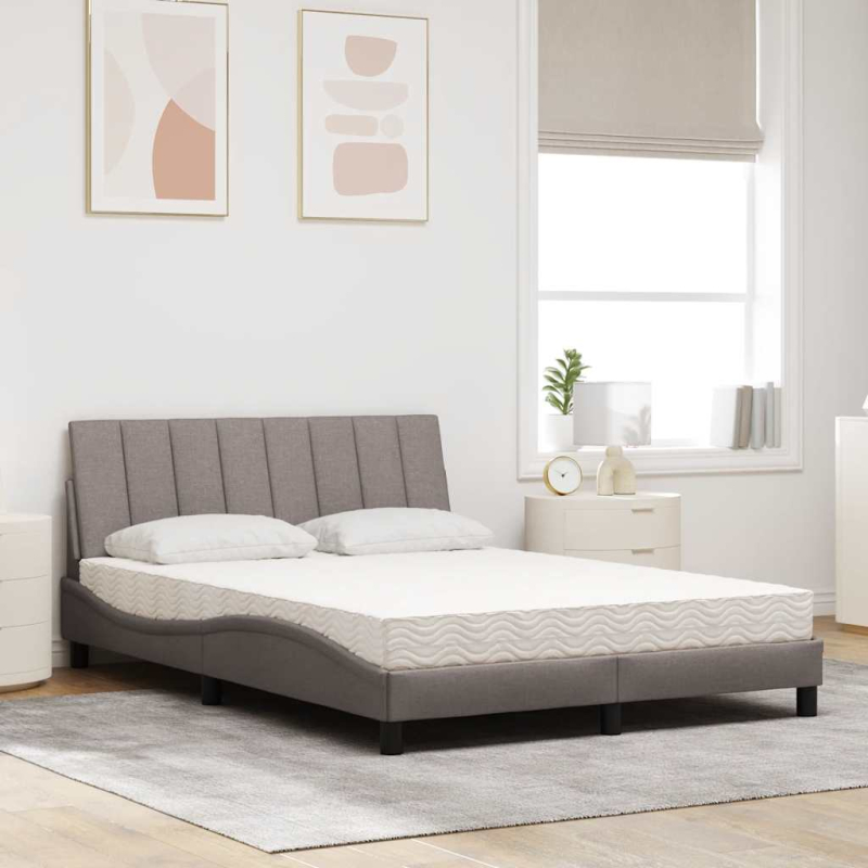Bett mit Matratze Taupe 140x200 cm Stoff