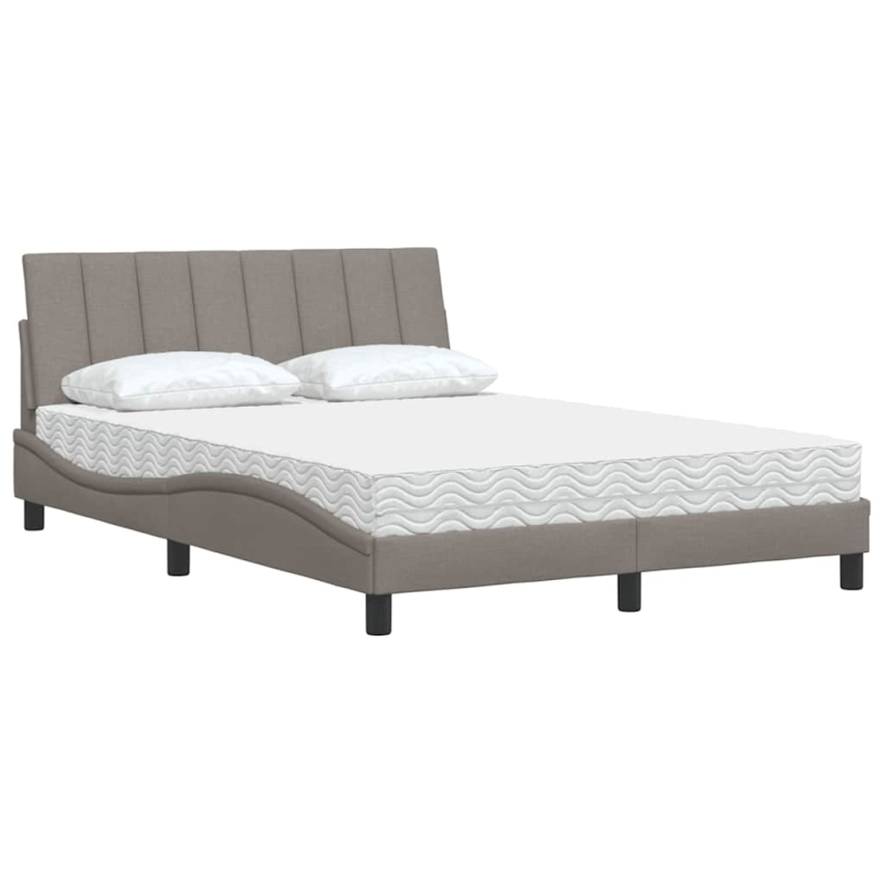 Bett mit Matratze Taupe 140x200 cm Stoff