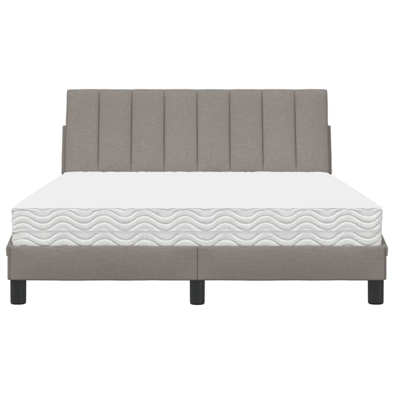 Bett mit Matratze Taupe 140x200 cm Stoff