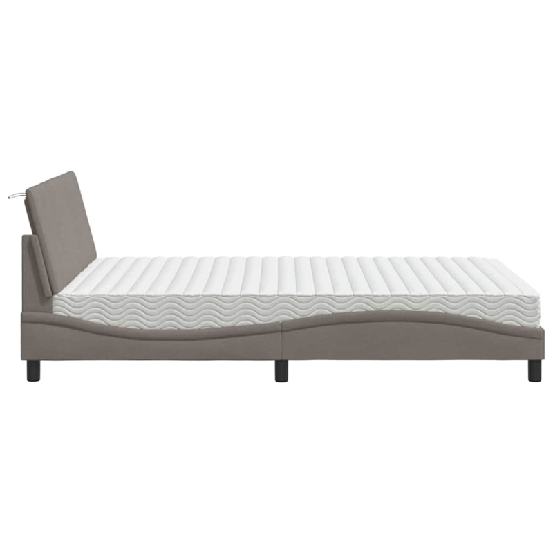Bett mit Matratze Taupe 140x200 cm Stoff