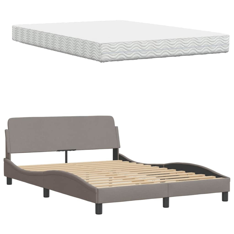 Bett mit Matratze Taupe 140x200 cm Stoff