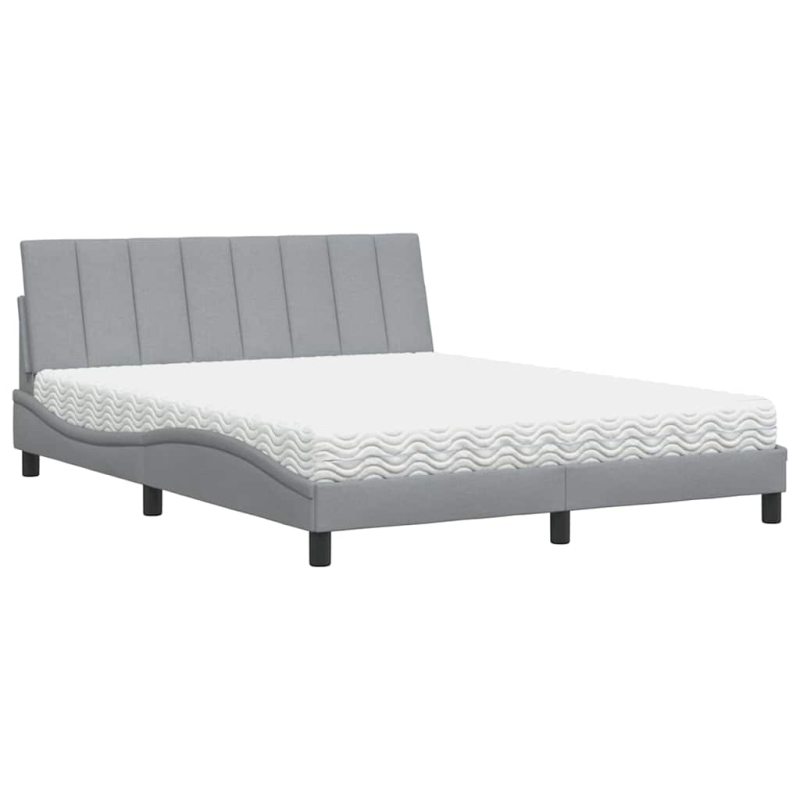 Bett mit Matratze Hellgrau 160x200 cm Stoff