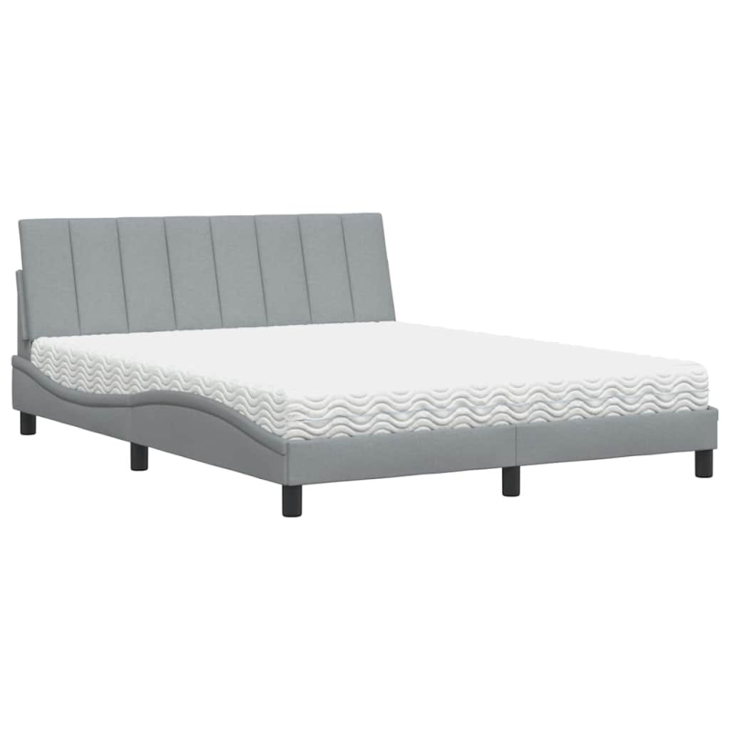 Bett mit Matratze Hellgrau 160x200 cm Stoff