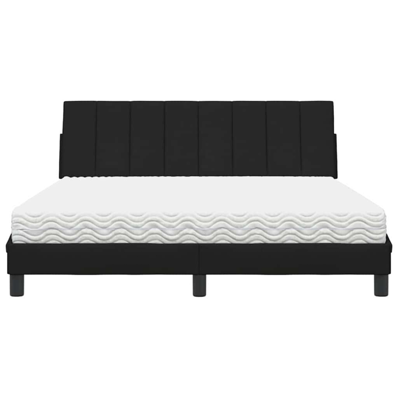 Bett mit Matratze Schwarz 160x200 cm Stoff